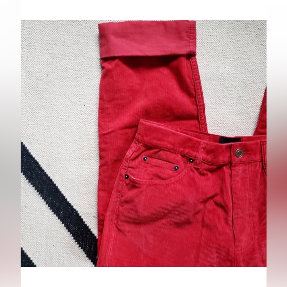 ♥️ Marc Jacobs ♥️ NWT Darling Red Corduroy Mid Rise Turn-Up Crop Pant Cuff 26 S - Picture 6 of 15